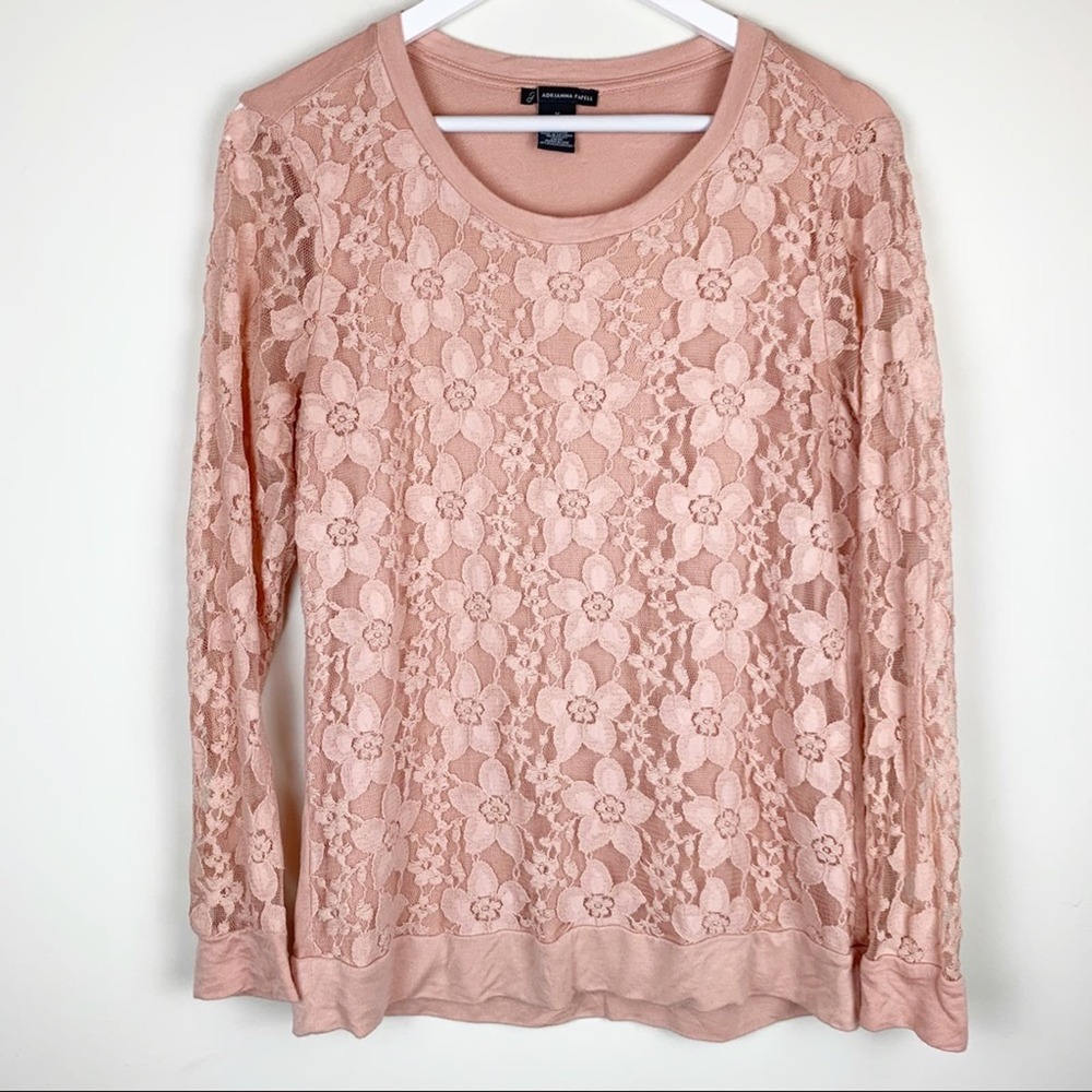 Adrianna Papell Pink Lace Blouse